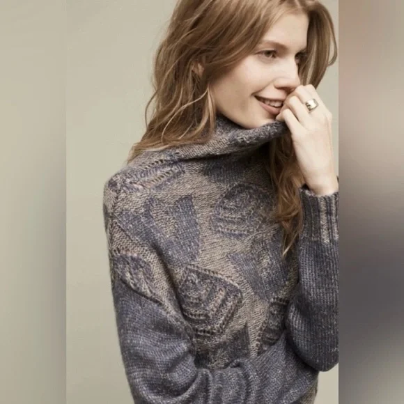 Anthropologie Folk Hansel from Basel Blue Foliage Sweater size small - Picture 3 of 3